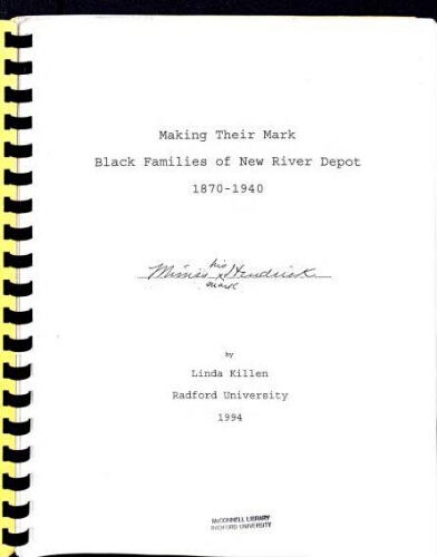 Making their mark : black families of New River Depot, 1870-1940