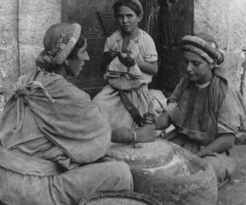 Native Women Grinding Wheat, Palestine