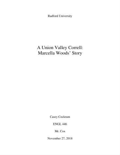 A Union Valley Correll: Marcella Woods' Story